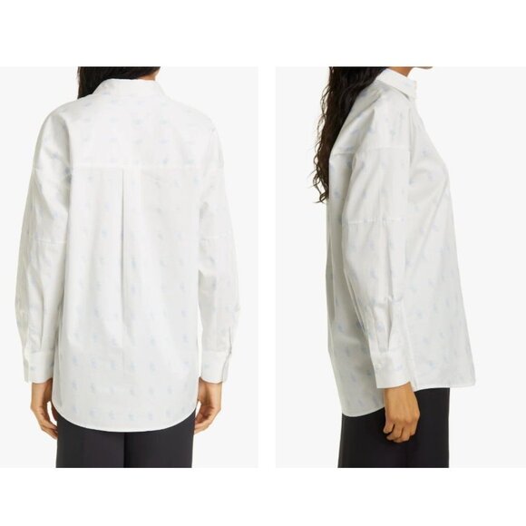 Club Monaco Printed Boyfriend Shirt Relaxed Casual in Polka Dot Size Large /n2 - Picture 3 of 11